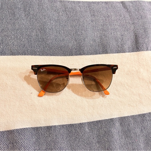 Ray-Ban Accessories - Ray-Ban Clubmaster Sunglasses — Brown Frames with Orange Temple Tips